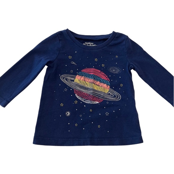OshKosh B'gosh Navy Cosmic Planet Long Sleeve Tee | Baby Girls 6 Months - Picture 1 of 5